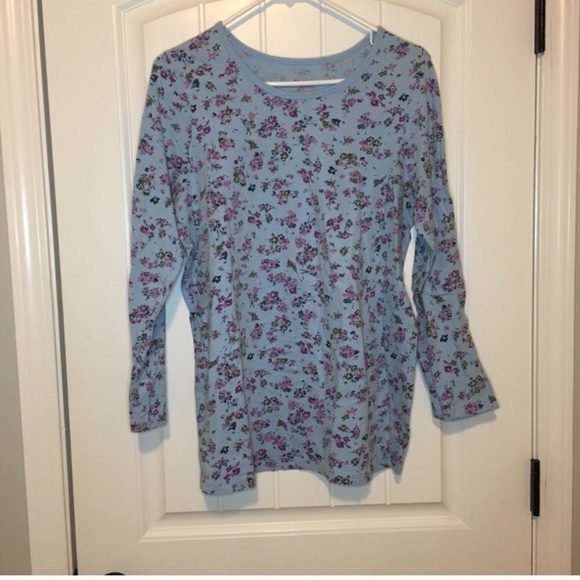 Woman Within Blue Floral Plus Size Top Medium - Picture 1 of 4